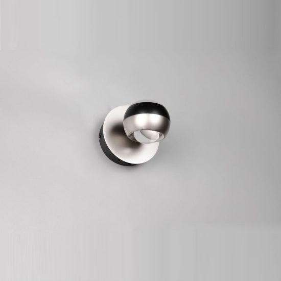 Applique per salotto led 8w cct 2300k 3000k 4000k bi-emissione orientabile moderna nichel opaco nera