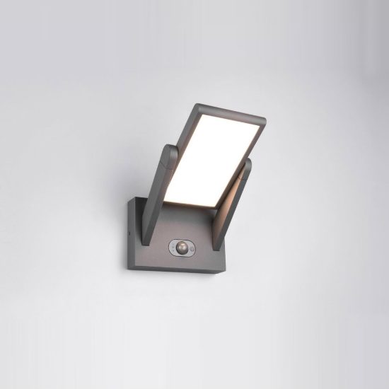 Applique da esterno solare led 5w cct 2300k 4000k con sensore di movimento orientabile antracite