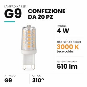 Confezione n20 lampadine led g9 4w 3000k ideal lux