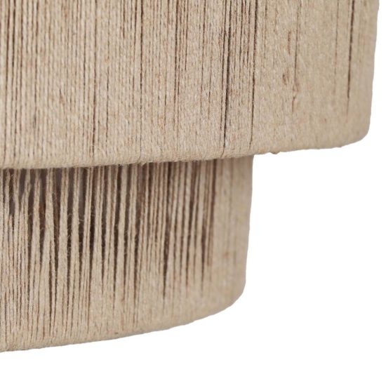 Lampadario a sospensione grande per soggiorno moderno nero con paralume in juta naturale
