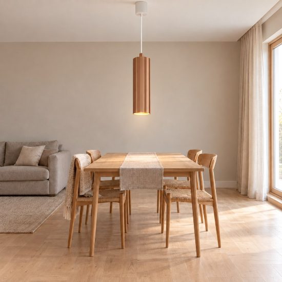 Lampada a sospensione per sala da pranzo moderna cilindrica rigata grigio caldo caffe