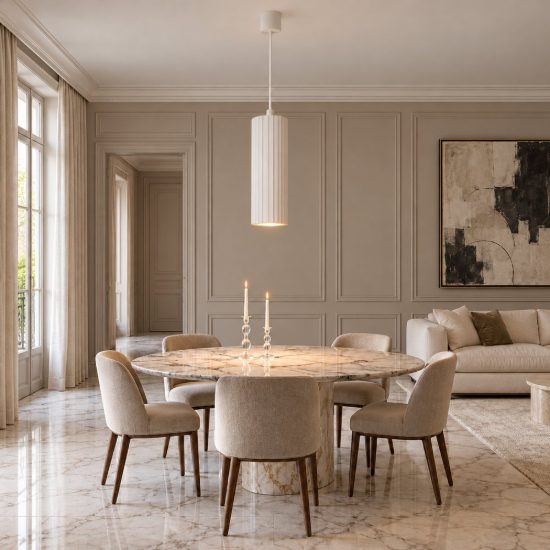 Lampada a sospensione per sala da pranzo moderna cilindrica rigata grigio caldo