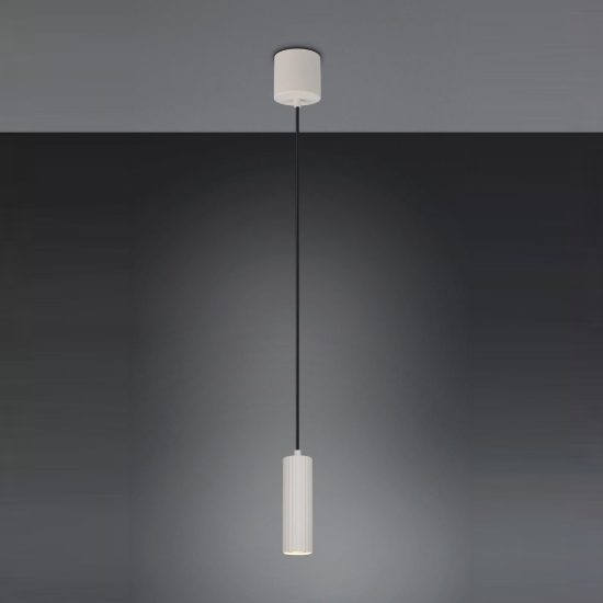 Lampada a sospensione per sala da pranzo moderna cilindrica rigata grigio caldo