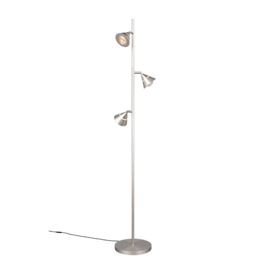 Piantana 3 luci led 15w cct 2300k 3000k 4000k per soggiorno nichel opaco con diffusori conici