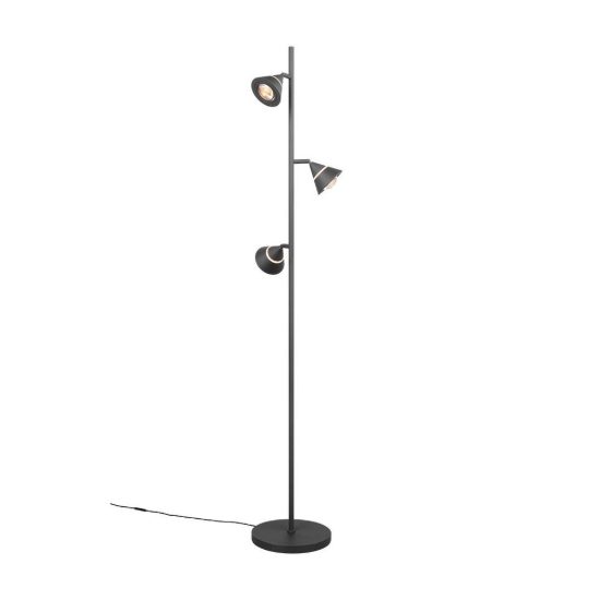 Piantana 3 luci led 15w cct 2300k 3000k 4000k per soggiorno nera con diffusori conici