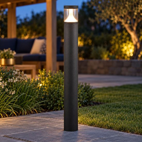 Lampione da giardino led 13w cct 2200k 3000k 4000k ip65 moderno antracite