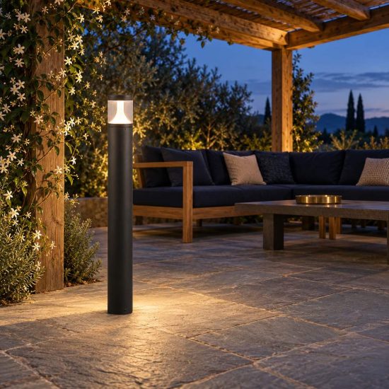 Lampione da giardino led 13w cct 2200k 3000k 4000k ip65 moderno antracite