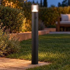 Lampione da giardino led 13w cct 2200k 3000k 4000k con sensore di movimento ip54 moderno antracite