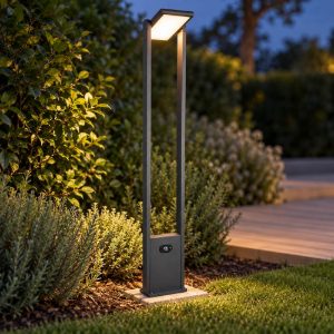 Lampione da giardino solare led 5w cct 2300k 4000k con sensore di movimento orientabile antracite