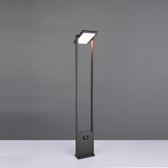Lampione da giardino solare led 5w cct 2300k 4000k con sensore di movimento orientabile antracite