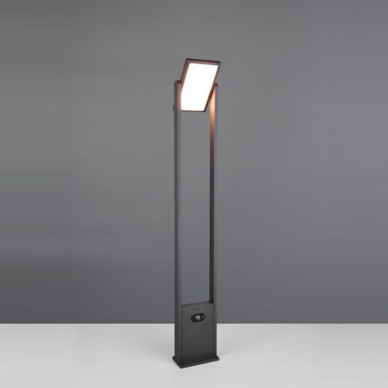 Lampione da giardino solare led 5w cct 2300k 4000k con sensore di movimento orientabile antracite