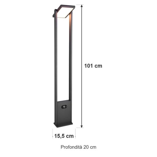 Lampione da giardino solare led 5w cct 2300k 4000k con sensore di movimento orientabile antracite