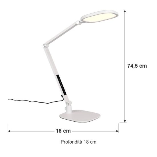Lampada da scrivania led 13,5w cct 3000k 4200k 6500k touch per ufficio con morsetto girevole bianca