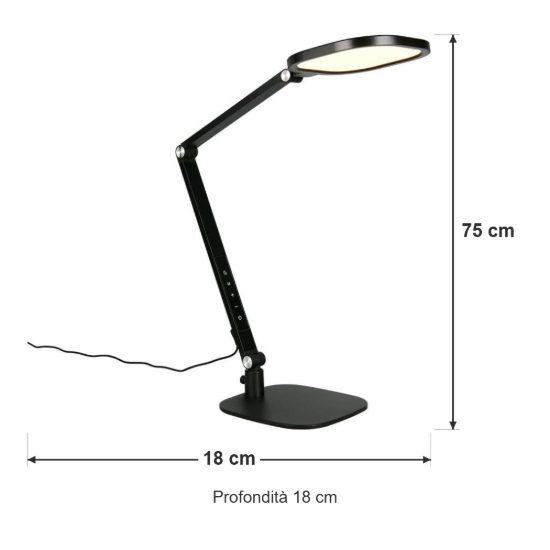 Lampada da scrivania led 13,5w cct 3000k 4200k 6500k touch per ufficio con morsetto girevole nera