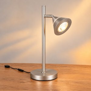 Lampada da tavolo led 5w cct 2300k 3000k 4000k touch per soggiorno moderna conica nichel opaco