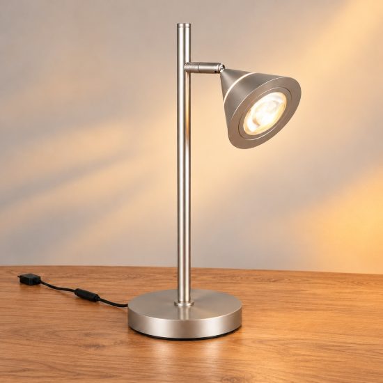 Lampada da tavolo led 5w cct 2300k 3000k 4000k touch per soggiorno moderna conica nichel opaco