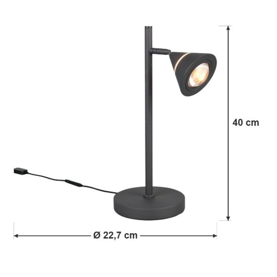 Lampada da tavolo led 5w cct 2300k 3000k 4000k touch per soggiorno moderna conica nera