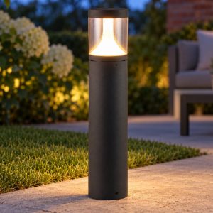 Lampioncino da giardino led 13w cct 2200k 3000k 4000k ip65 moderno antracite