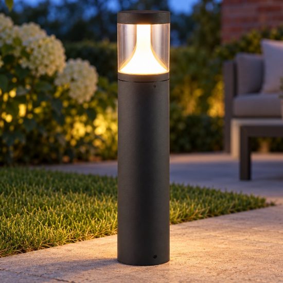 Lampioncino da giardino led 13w cct 2200k 3000k 4000k ip65 moderno antracite