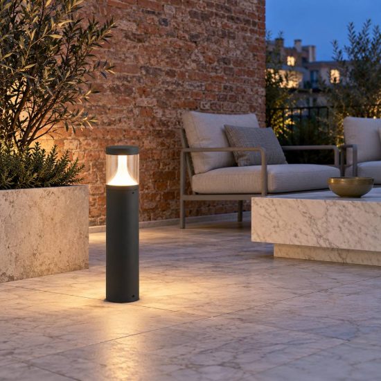Lampioncino da giardino led 13w cct 2200k 3000k 4000k ip65 moderno antracite