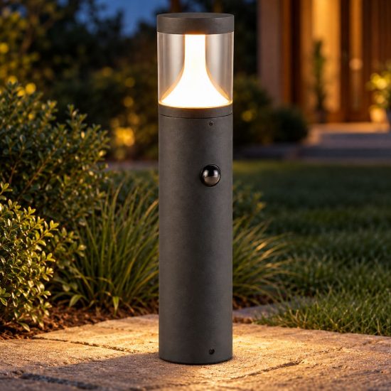 Lampioncino da giardino led 13w cct 2200k 3000k 4000k con sensore di movimento ip54 antracite