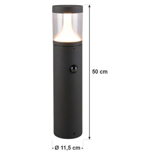 Lampioncino da giardino led 13w cct 2200k 3000k 4000k con sensore di movimento ip54 antracite