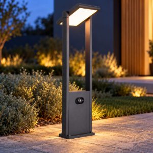 Lampioncino da giardino solare led 5w cct 2300k 4000k con sensore di movimento orientabile antracite