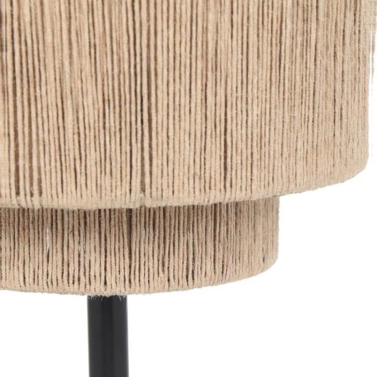 Lampada da tavolo per soggiorno moderna nera con paralume in juta naturale