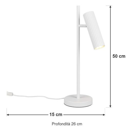 Lampada da tavolo per soggiorno moderna bianca con diffusore cilindrico rigato