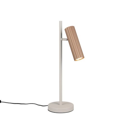 Lampada da tavolo per soggiorno moderna grigio caldo caffe con diffusore cilindrico rigato