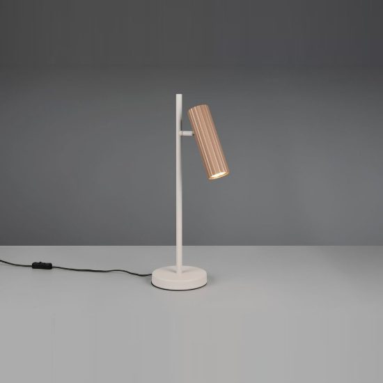 Lampada da tavolo per soggiorno moderna grigio caldo caffe con diffusore cilindrico rigato