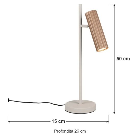 Lampada da tavolo per soggiorno moderna grigio caldo caffe con diffusore cilindrico rigato
