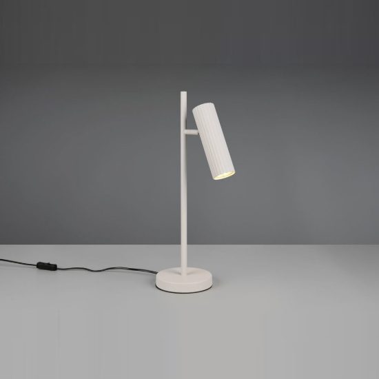 Lampada da tavolo per soggiorno moderna grigio caldo con diffusore cilindrico rigato