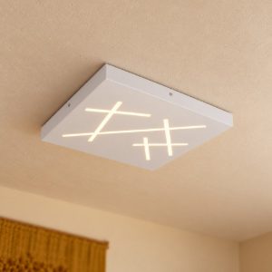 Plafoniera led 24w cct 2700k 6500k con telecomando per soggiorno quadrata bianca con tagli di luce