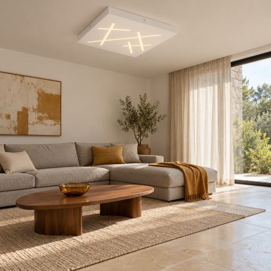 Plafoniera led 24w cct 2700k 6500k con telecomando per soggiorno quadrata bianca con tagli di luce