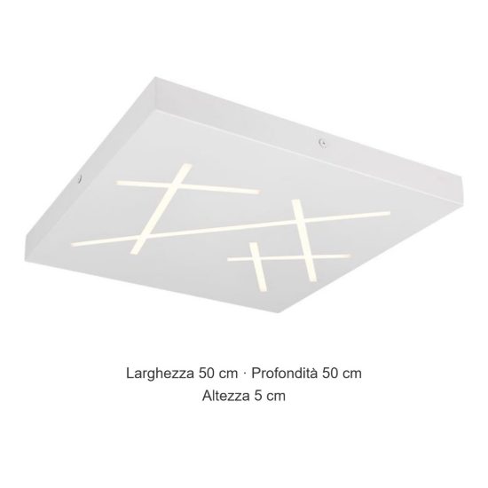 Plafoniera led 24w cct 2700k 6500k con telecomando per soggiorno quadrata bianca con tagli di luce