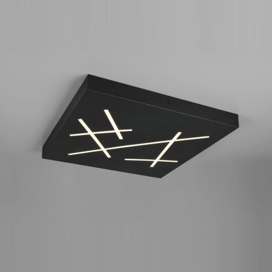 Plafoniera led 24w cct 2700k 6500k con telecomando per soggiorno quadrata nera con tagli di luce