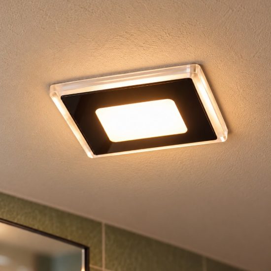 Faretto da incasso per cartongesso led 5w 3000k ip44 quadrato nero opaco