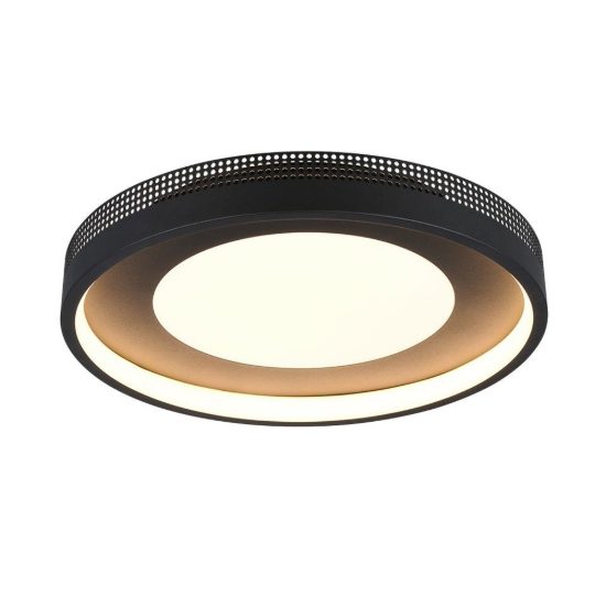 Plafoniera led 36w 3000k moderna rotonda nera oro con diffusore effetto raggi