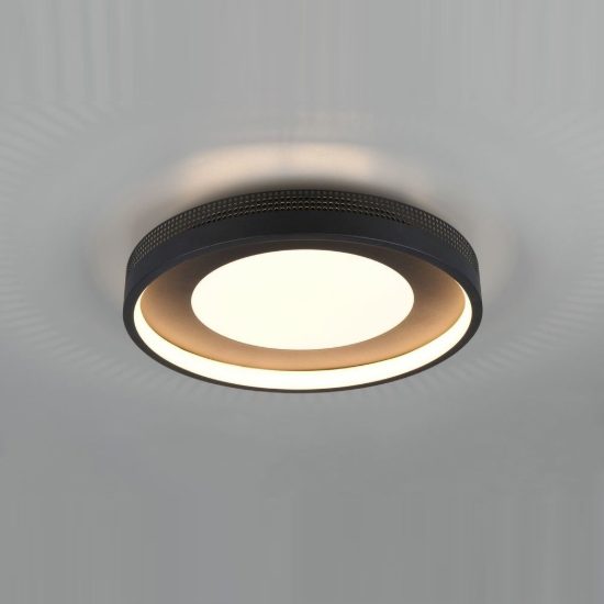 Plafoniera led 36w 3000k moderna rotonda nera oro con diffusore effetto raggi