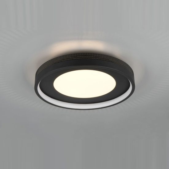 Plafoniera led 36w 3000k moderna rotonda nera oro con diffusore effetto raggi