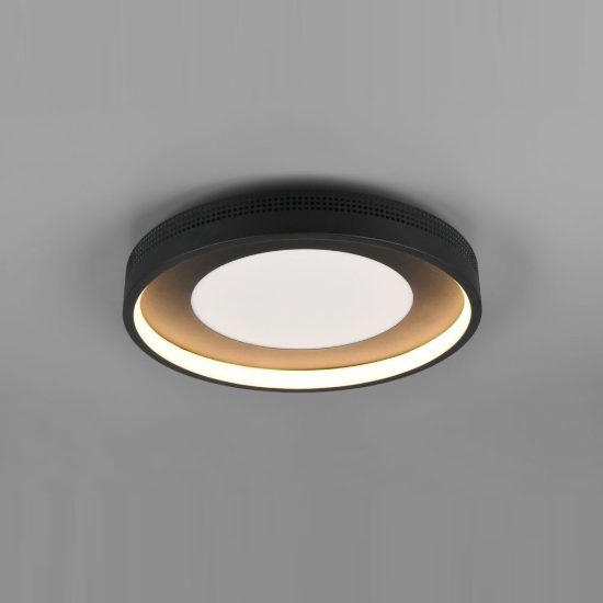 Plafoniera led 36w 3000k moderna rotonda nera oro con diffusore effetto raggi