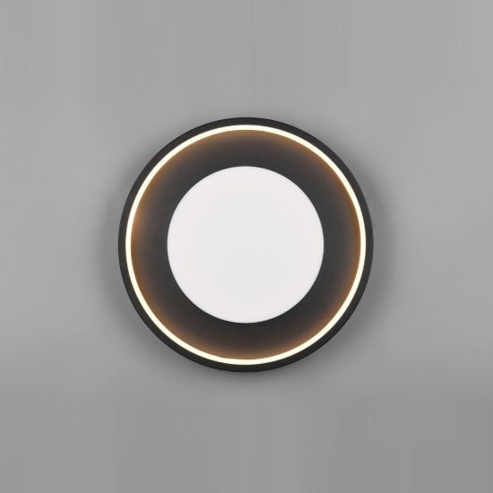 Plafoniera led 36w 3000k moderna rotonda nera oro con diffusore effetto raggi