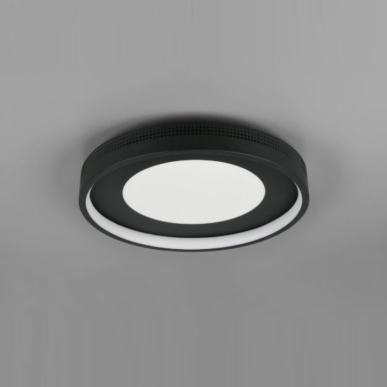 Plafoniera led 36w 3000k moderna rotonda nera oro con diffusore effetto raggi