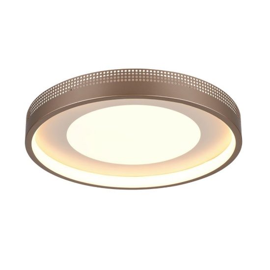 Plafoniera led 36w 3000k moderna rotonda caffe grigio caldo con diffusore effetto raggi