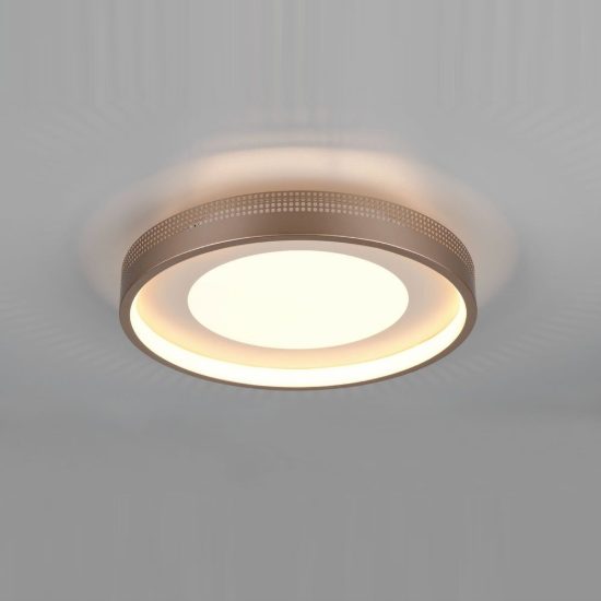 Plafoniera led 36w 3000k moderna rotonda caffe grigio caldo con diffusore effetto raggi