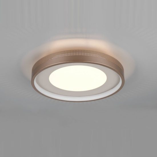 Plafoniera led 36w 3000k moderna rotonda caffe grigio caldo con diffusore effetto raggi