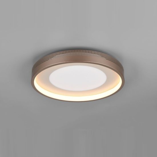 Plafoniera led 36w 3000k moderna rotonda caffe grigio caldo con diffusore effetto raggi