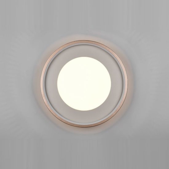 Plafoniera led 36w 3000k moderna rotonda caffe grigio caldo con diffusore effetto raggi