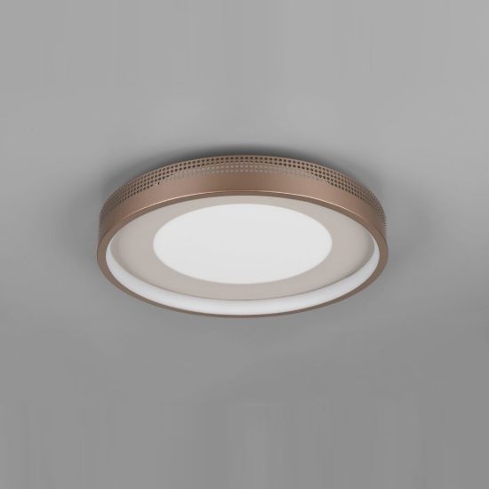 Plafoniera led 36w 3000k moderna rotonda caffe grigio caldo con diffusore effetto raggi